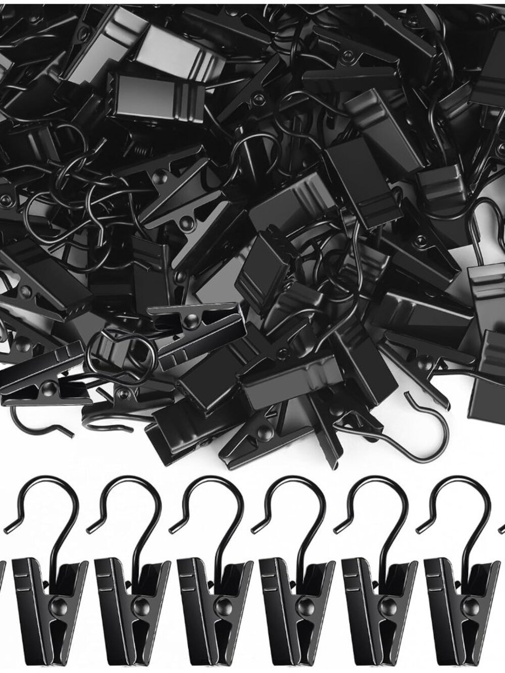 100 Pack Small Curtain Clips Curtain Hooks for Outdoor String Lights, Stainless